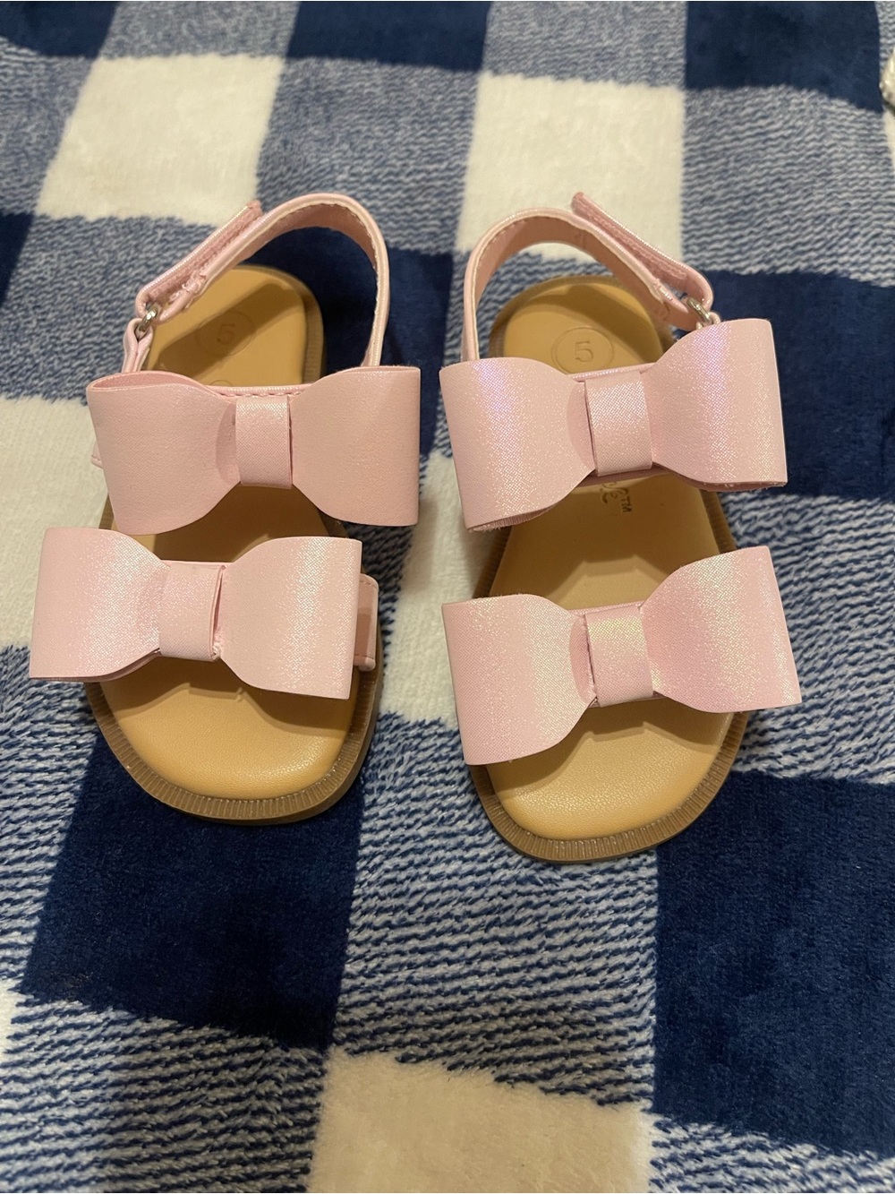 Cat & Jack Girls Pink Bow Sandals Size 5 Toddler